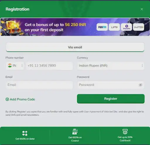 Valor online casino