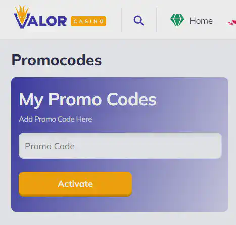 Valor Casino bonus