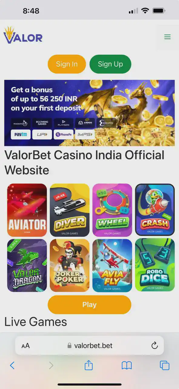 Valor Bet app